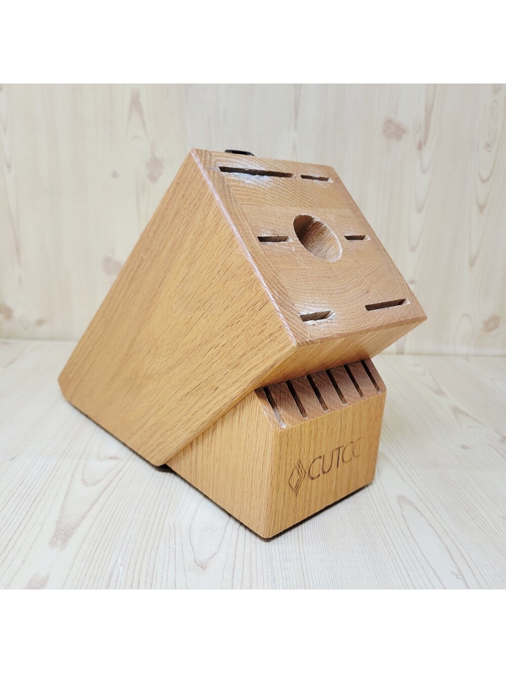 13 SLOT CUTCO HONEY OAK WOOD KNIFE BLOCK